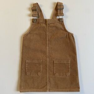 Denim Co Corduroy Jumper Dress Size 4 5 110 Beige Tan Wide Whale Buckles Adjusta